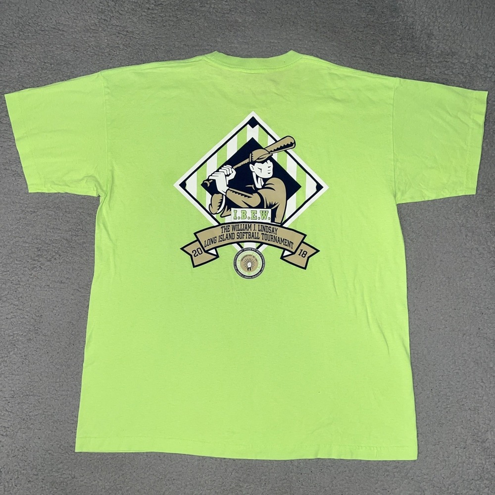 IBEW Electrical Union 2018 Long Island Softball T Shirt Men XL Green Made in USA